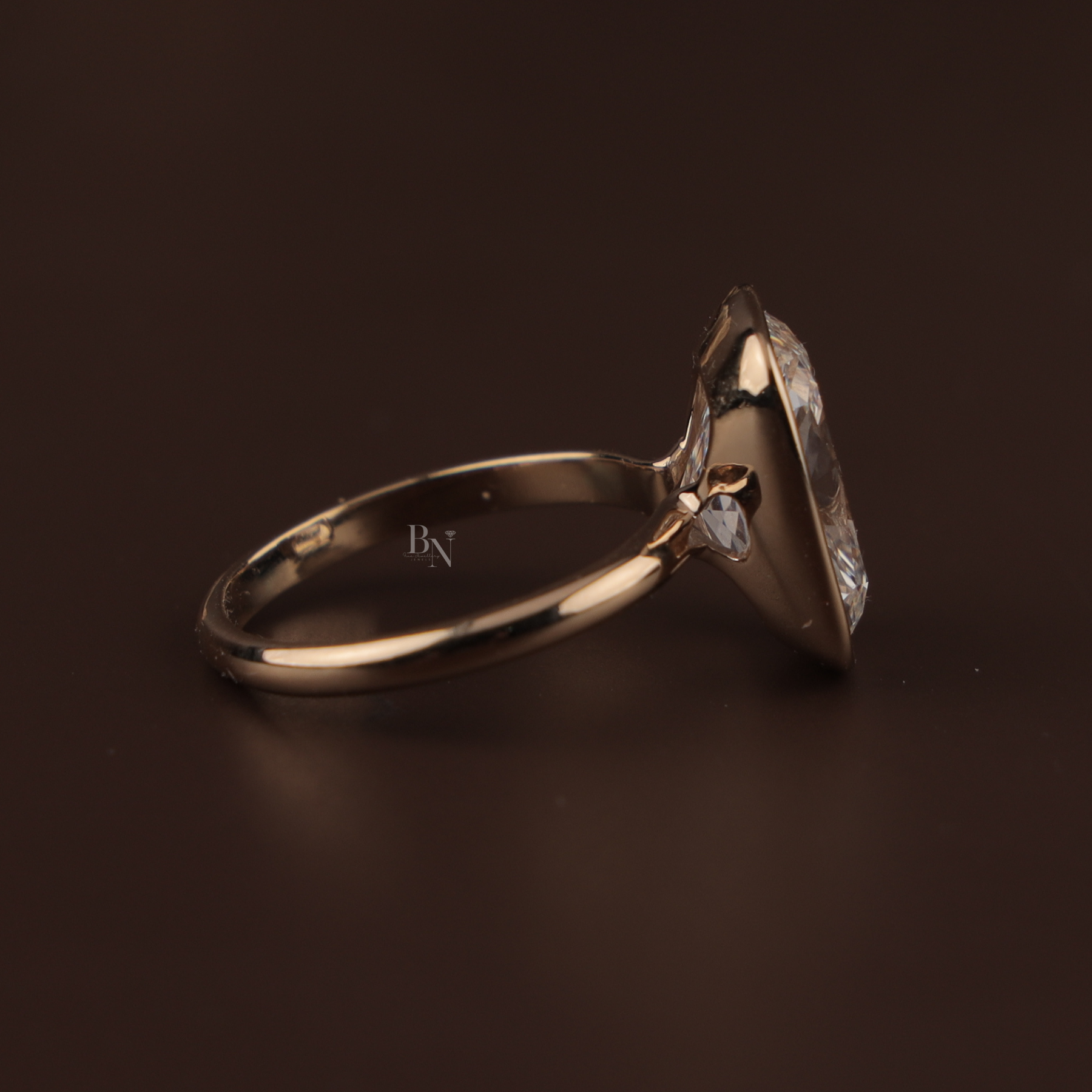 7ct Cushion Lab Grown Diamond Engagement Ring | Modern Bezel Set Solitaire 14K Yellow Gold