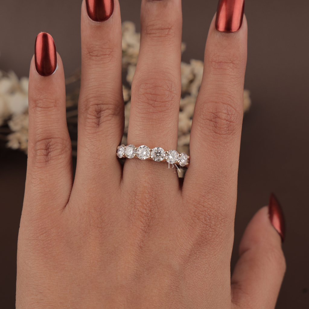 5ct Round Lab Grown Diamond Eternity Band | 14K Gold Shared Prong Wedding Ring | Full Eternity Bridal Band | IGI Certified Anniversary Band