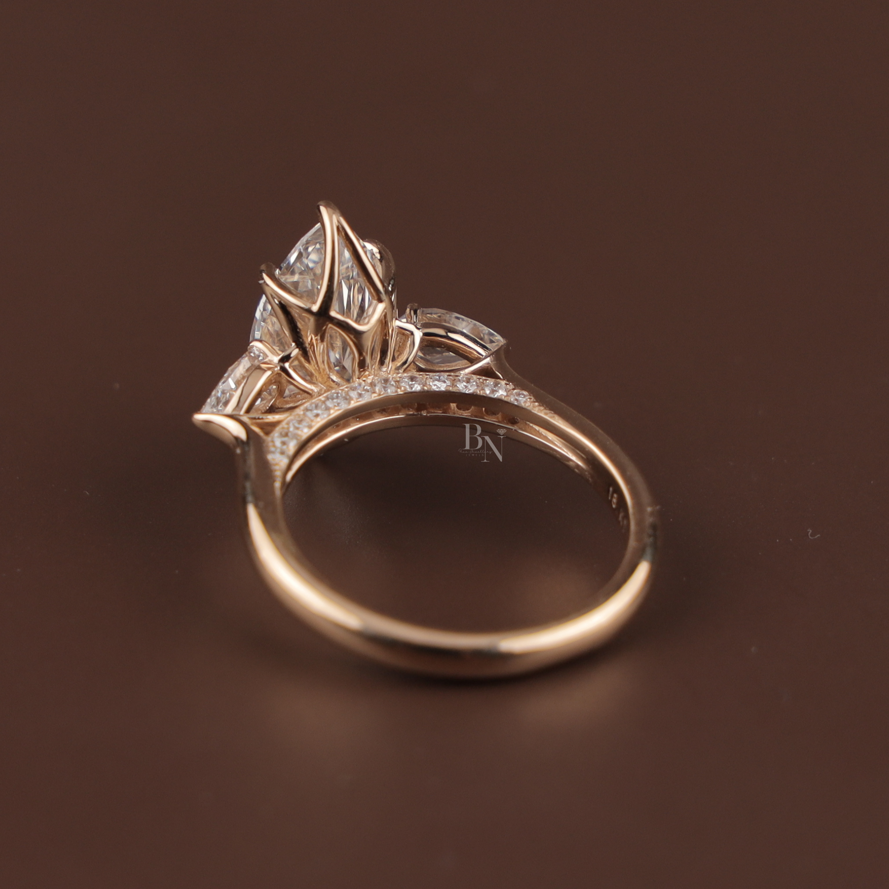 2ct Marquise Lab Grown Diamond Engagement Ring | Hidden Halo Split Shank Pavé Band 14K Yellow Gold