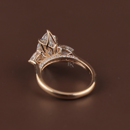 2ct Marquise Lab Grown Diamond Engagement Ring | Hidden Halo Split Shank Pavé Band 14K Yellow Gold