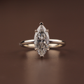 2 Carat Marquise Lab Diamond Bridal Set | Modern Wedding Set with Matte Gold Flush Set Band | Yellow Gold | IGI Certified Lab Diamond