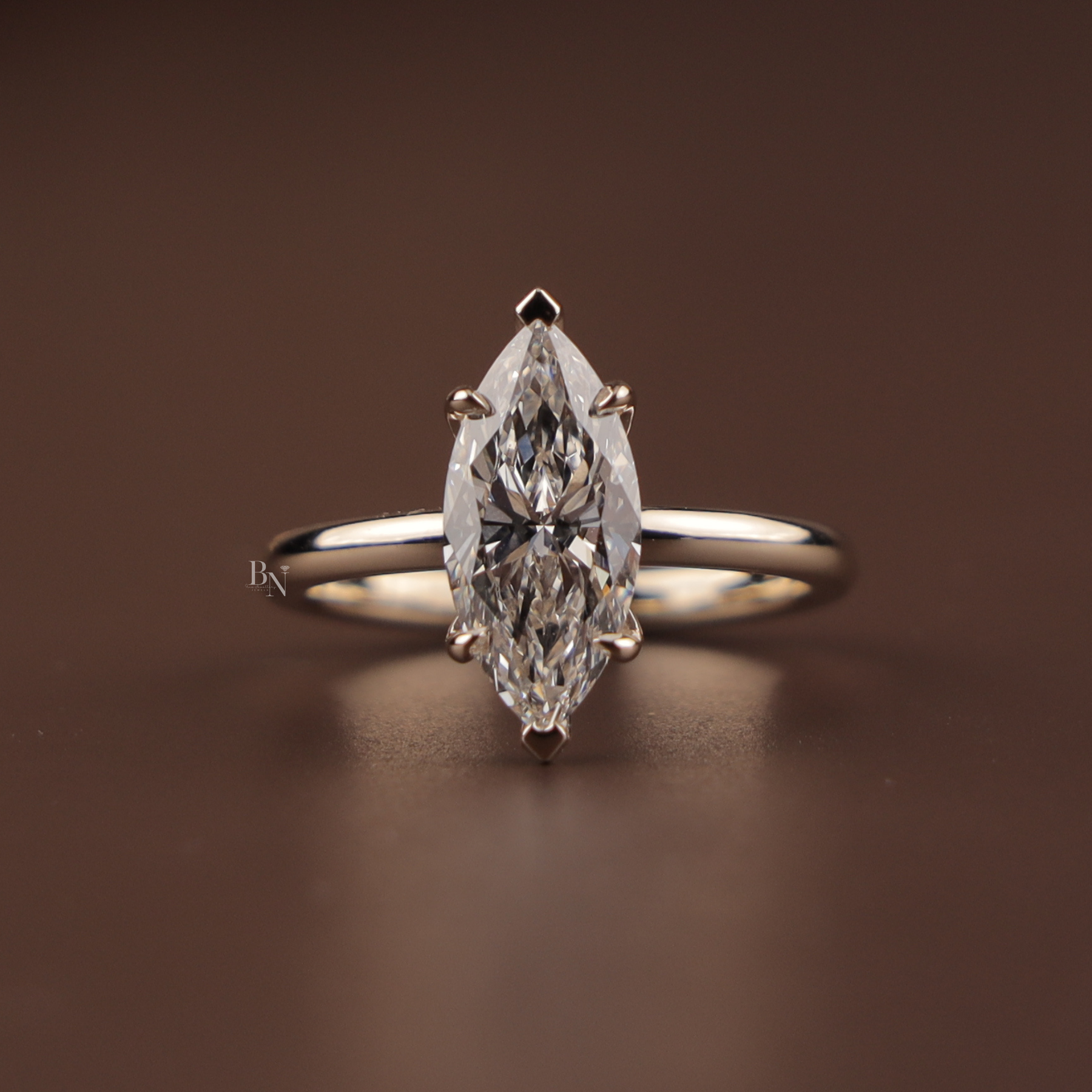 2ct Marquise Lab Grown Diamond Bridal Set | Modern Matte Gold Flush Band 14K Yellow Gold