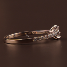 1ct Round Lab Grown Diamond Engagement Ring | Floral Petal Pavé Dainty Bridal 14K Rose Gold