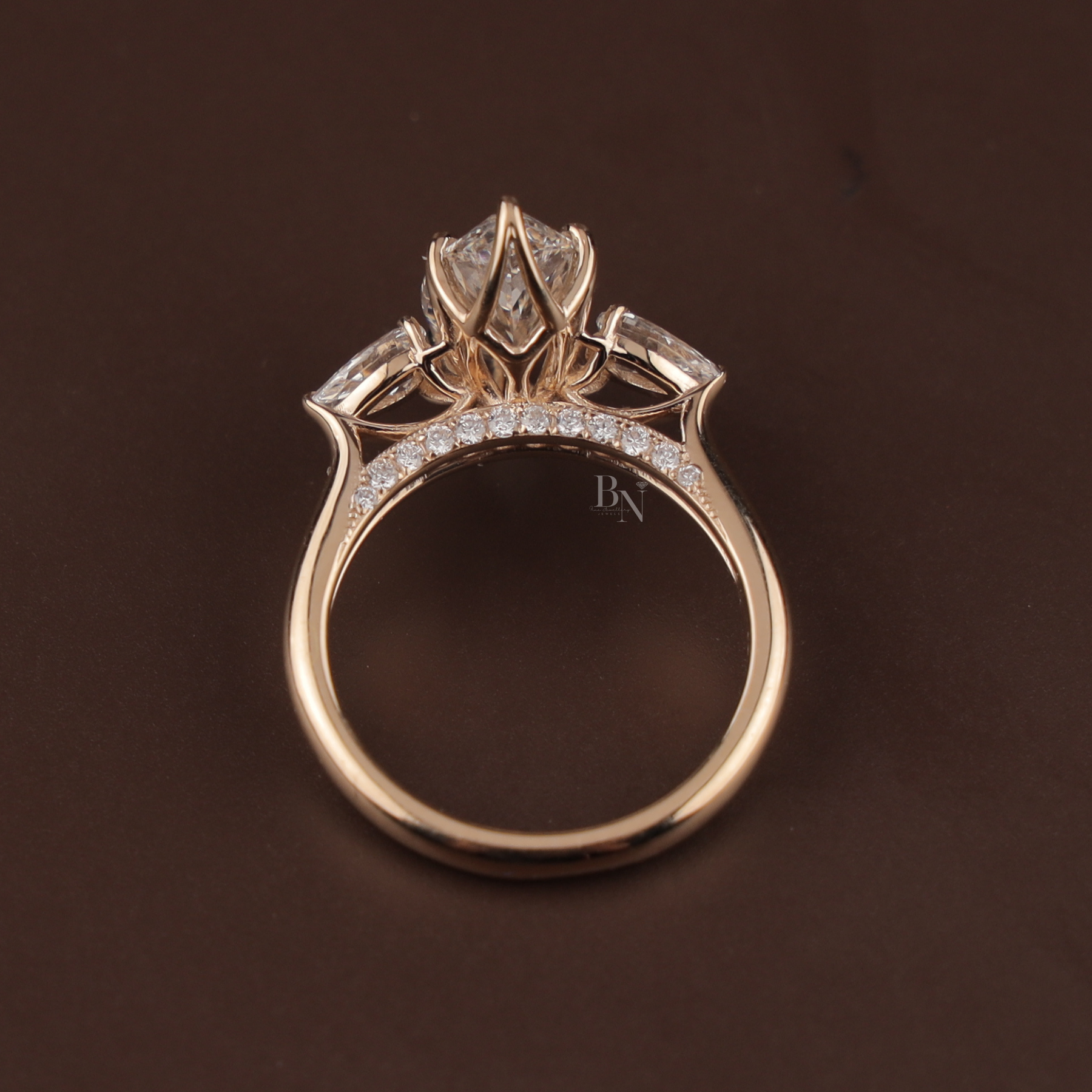 2ct Marquise Lab Grown Diamond Engagement Ring | Hidden Halo Split Shank Pavé Band 14K Yellow Gold