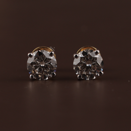 4ctw Round Lab Grown Diamond Stud Earrings | 4 Prong Basket Setting 14K Gold