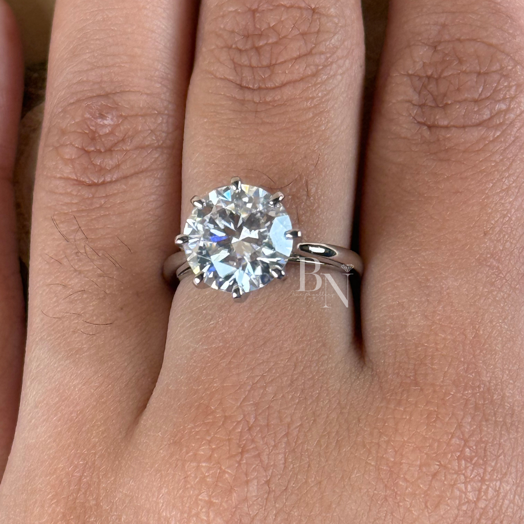 4ct Round Lab Grown Diamond Engagement Ring | 14K White Gold Solitaire (IGI Certified)