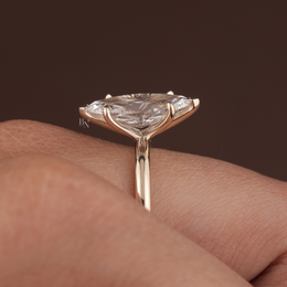 2ct Marquise Lab Grown Diamond Bridal Set | Modern Matte Gold Flush Band 14K Yellow Gold