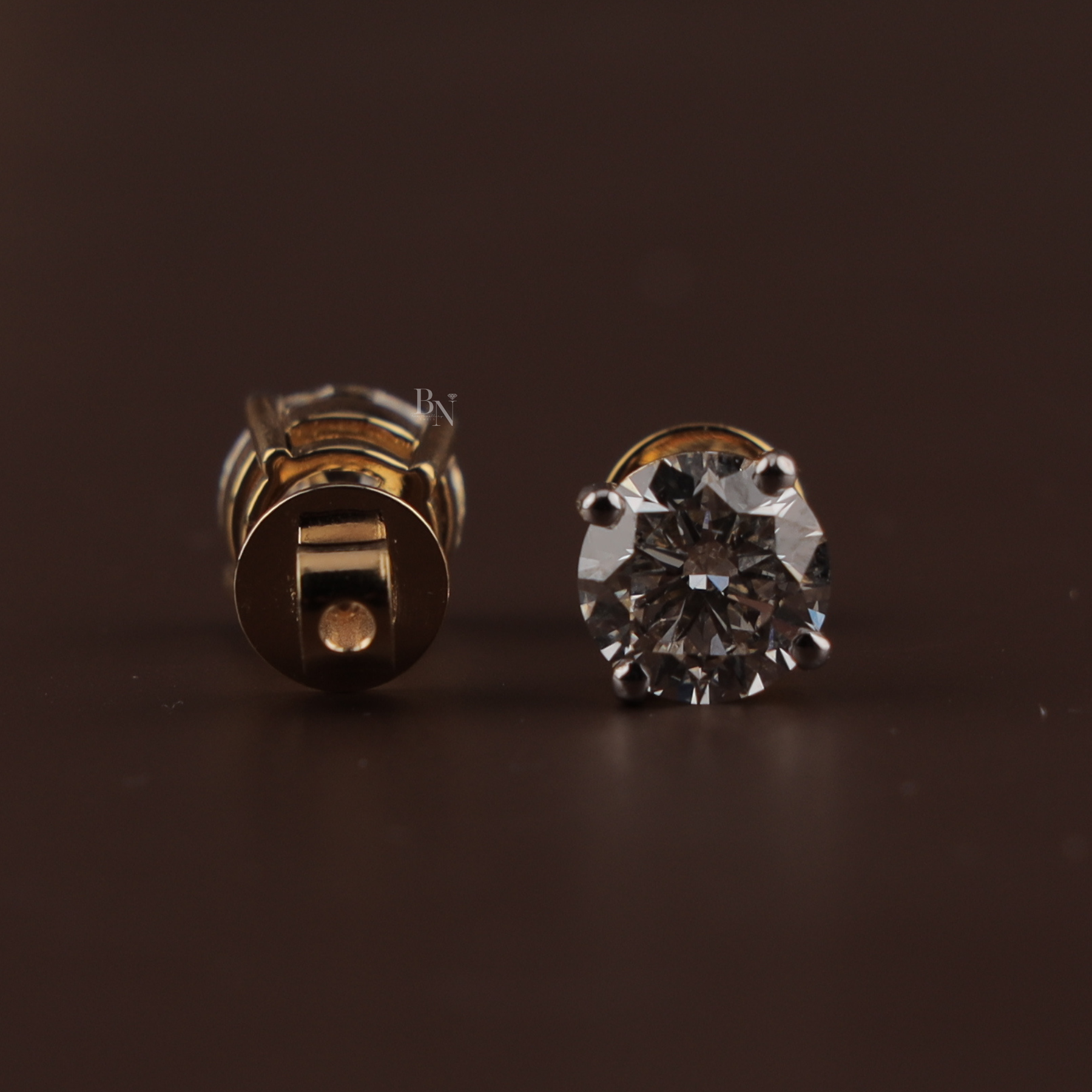 4ctw Round Lab Grown Diamond Stud Earrings | 4 Prong Basket Setting 14K Gold