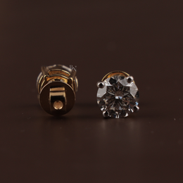 4ctw Round Lab Grown Diamond Stud Earrings | 4 Prong Basket Setting 14K Gold