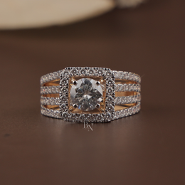1ct Round Lab Grown Diamond Engagement Ring | Square Halo Triple Pavé Band 14K Yellow Gold