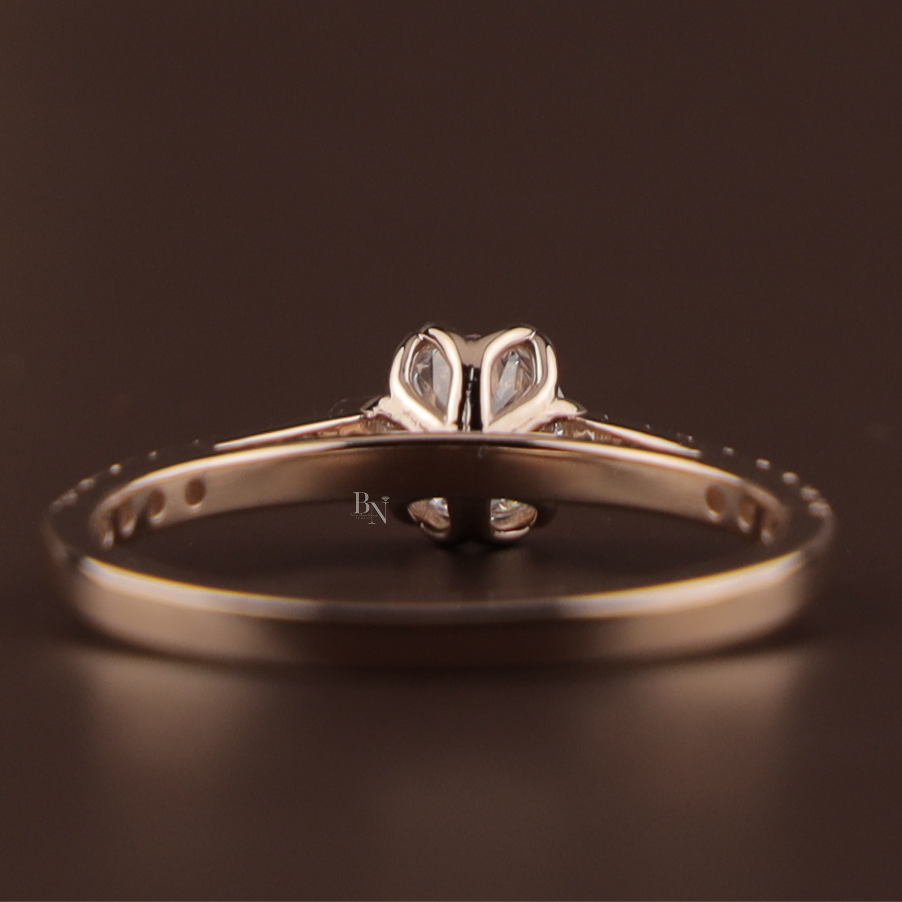 1ct Round Lab Grown Diamond Engagement Ring | Floral Petal Pavé Dainty Bridal 14K Rose Gold