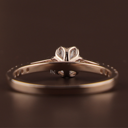 1ct Round Lab Grown Diamond Engagement Ring | Floral Petal Pavé Dainty Bridal 14K Rose Gold