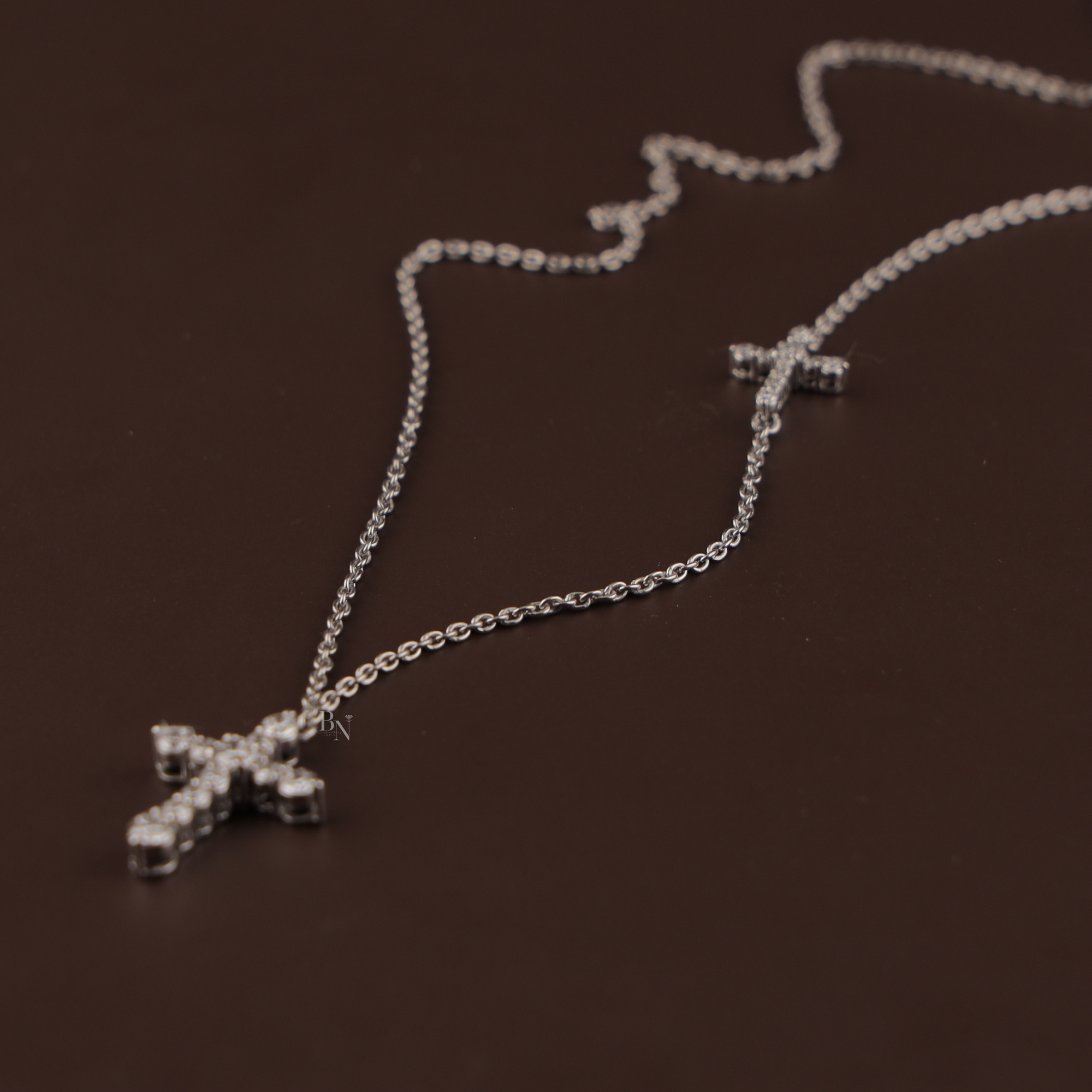 2ctw Round Lab Grown Diamond Cross Necklace | 14K Yellow Gold Double Cross Pendant | Religious Fine Jewellery |  Anniversary Gift