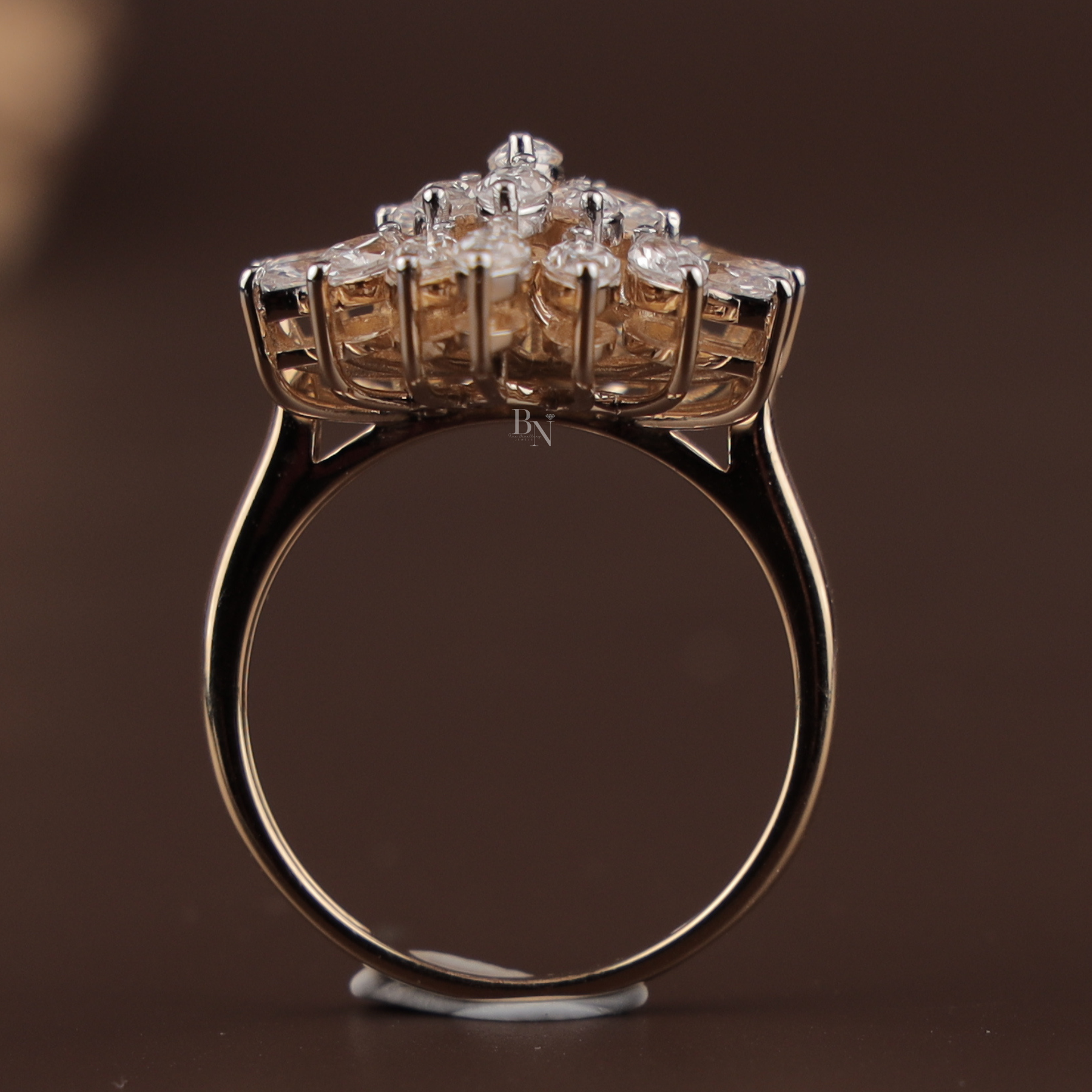 2ctw Marquise Lab Grown Diamond Statement Ring | Sunburst Cluster Band 14K Yellow Gold