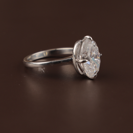 7ct Oval Moissanite Engagement Ring | Crushed Ice Solitaire 14K White Gold