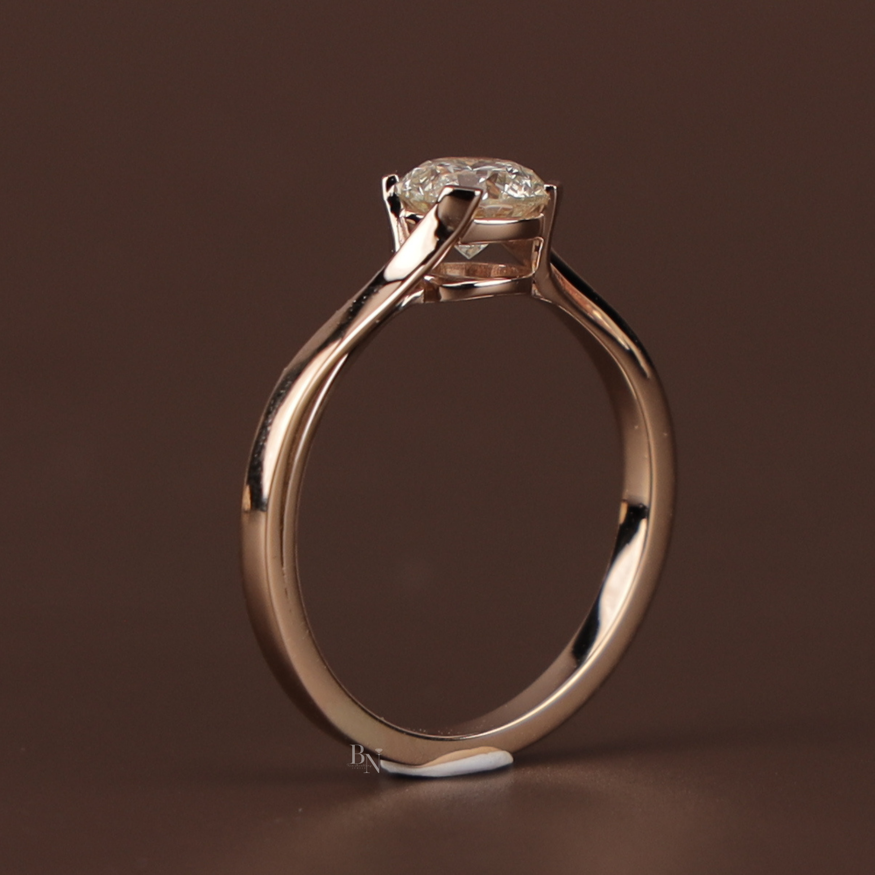 Round Brilliant Lab Grown Diamond Engagement Ring | Bypass Solitaire 14K Yellow Gold