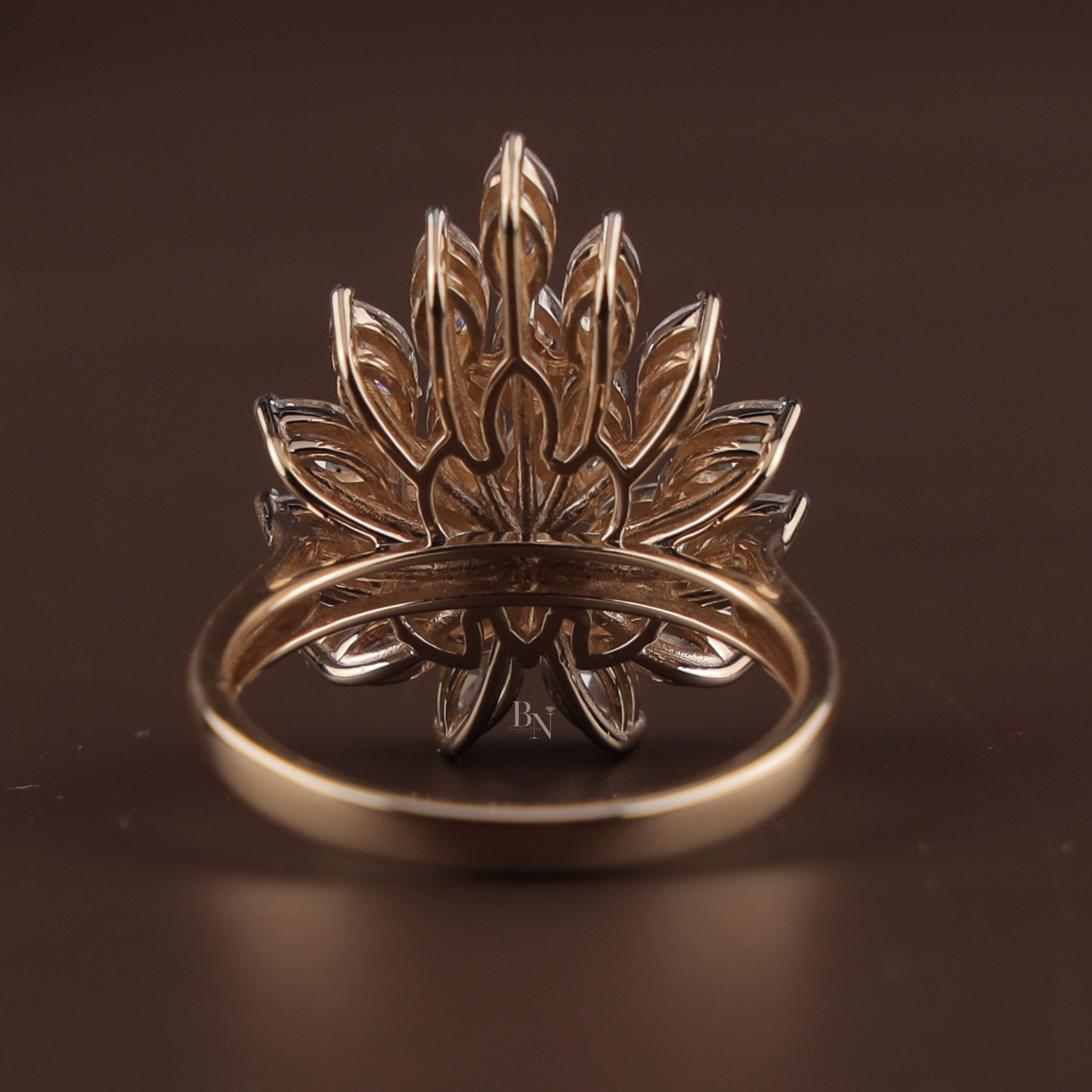 2ctw Marquise Lab Grown Diamond Statement Ring | Sunburst Cluster Band 14K Yellow Gold