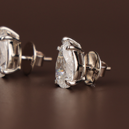 Pear Lab Grown Diamond Stud Earrings | Minimalist Solitaire 14K White Gold