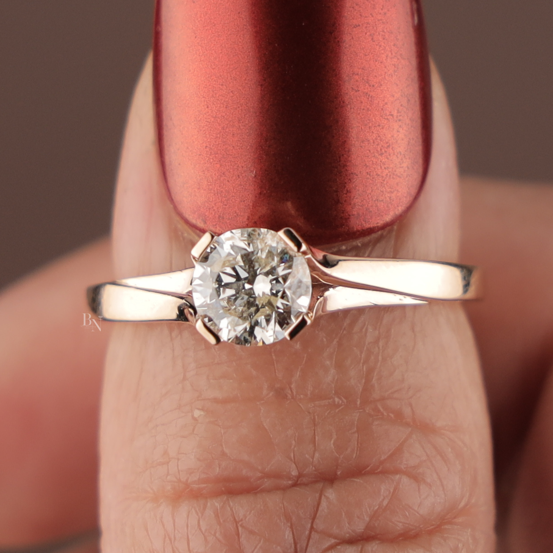 Round Brilliant Lab Grown Diamond Engagement Ring | Bypass Solitaire 14K Yellow Gold