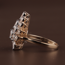 2ctw Marquise Lab Grown Diamond Statement Ring | Sunburst Cluster Band 14K Yellow Gold