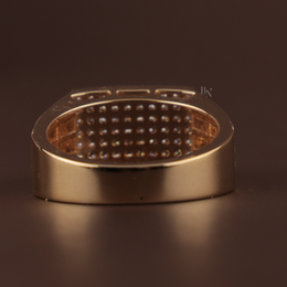 1ct Men's Lab Grown Diamond Signet Ring | Pavé Brick Grid Band 14K Yellow Gold