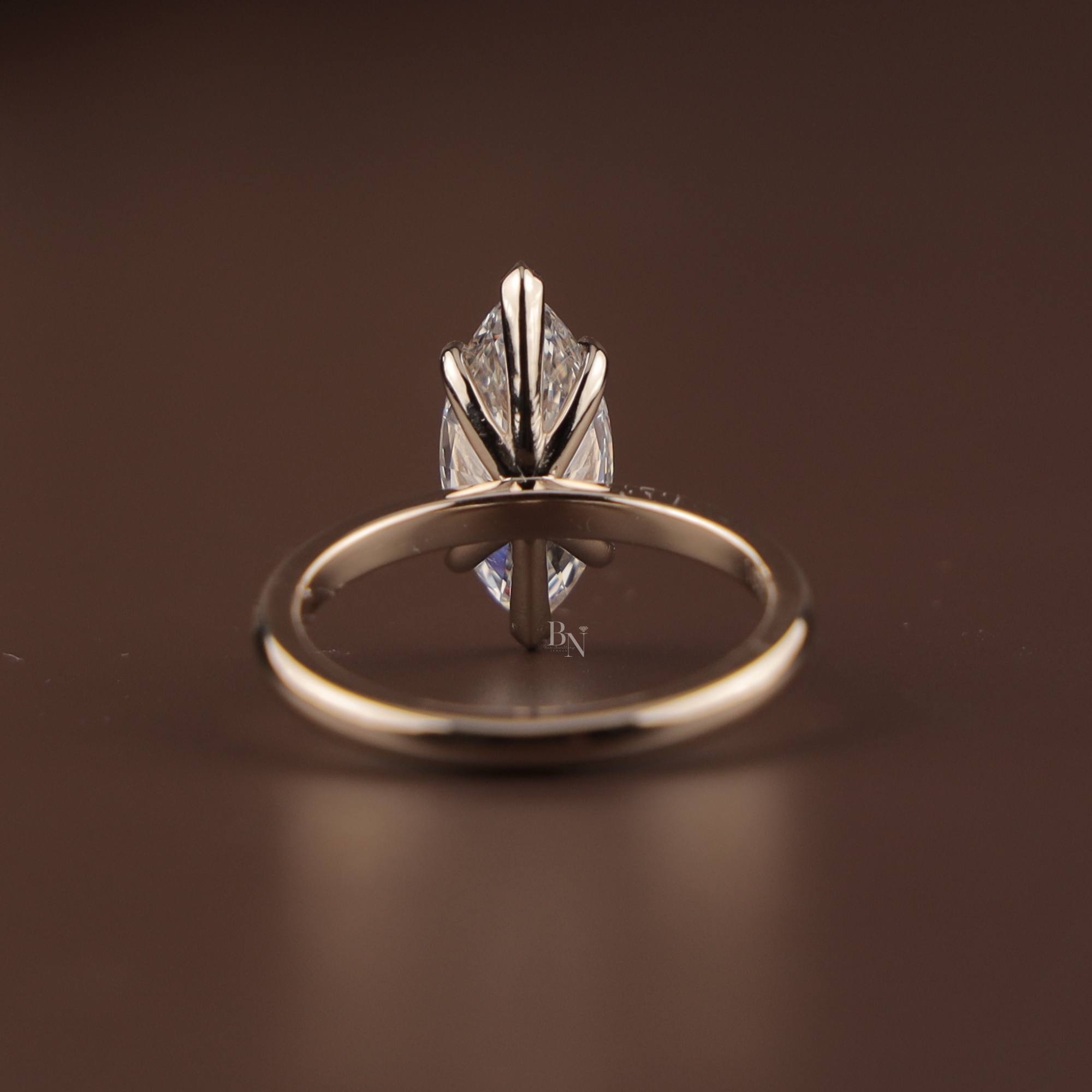 2 Carat Marquise Lab Diamond Bridal Set | Modern Wedding Set with Matte Gold Flush Set Band | Yellow Gold | IGI Certified Lab Diamond