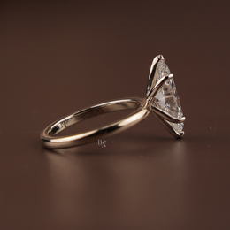 2ct Marquise Lab Grown Diamond Bridal Set | Modern Matte Gold Flush Band 14K Yellow Gold