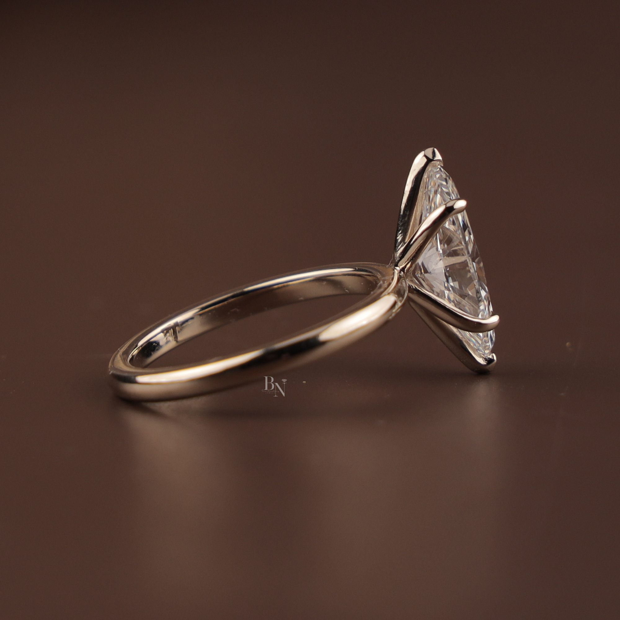 2 Carat Marquise Lab Diamond Bridal Set | Modern Wedding Set with Matte Gold Flush Set Band | Yellow Gold | IGI Certified Lab Diamond