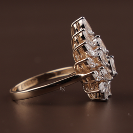 2ctw Marquise Lab Grown Diamond Statement Ring | Sunburst Cluster Band 14K Yellow Gold
