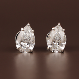 Pear Lab Grown Diamond Stud Earrings | Minimalist Solitaire 14K White Gold