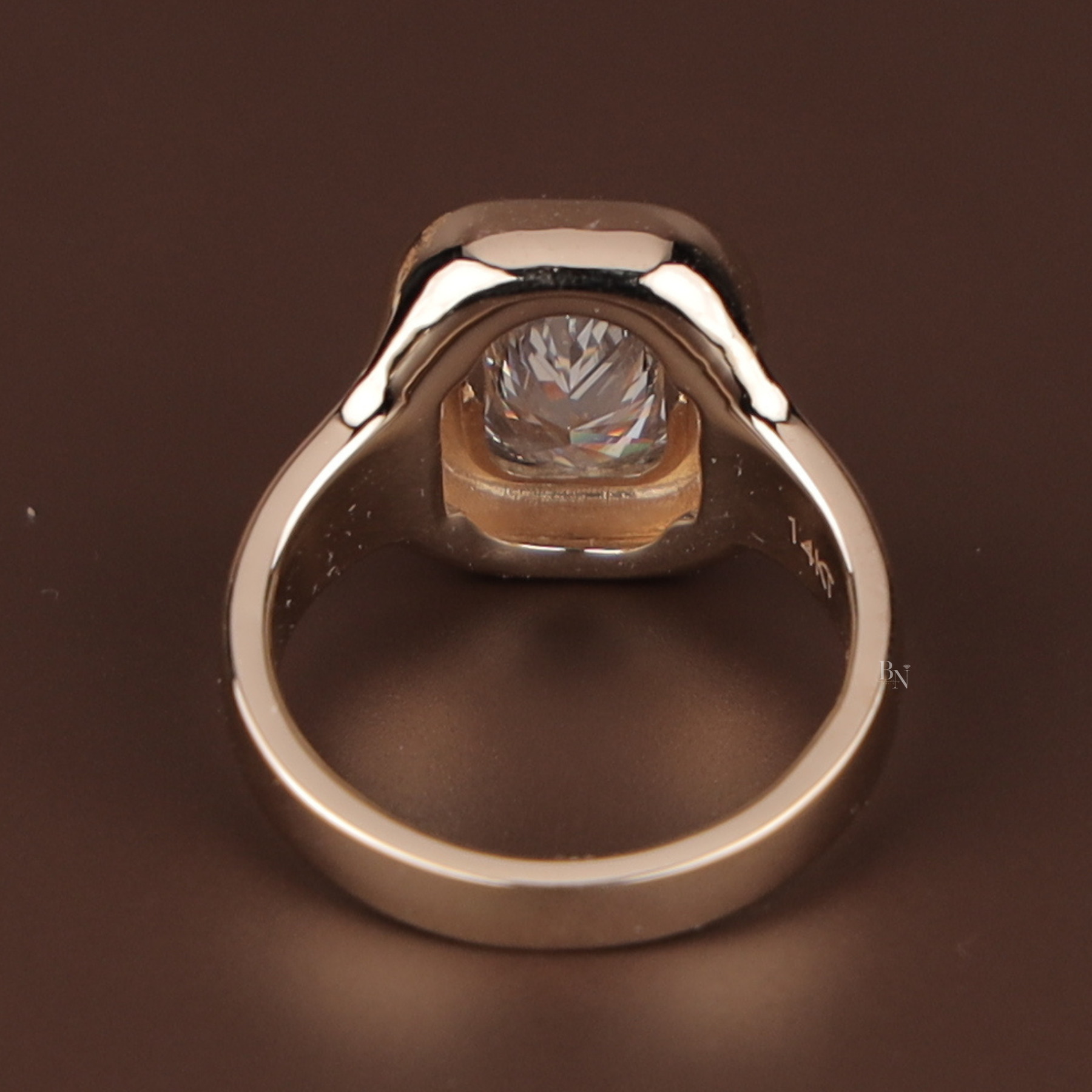 2ct Radiant Cut Lab Grown Diamond Engagement Ring | Bezel Set Signet 14K Yellow Gold