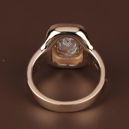 2ct Radiant Cut Lab Grown Diamond Engagement Ring | Bezel Set Signet 14K Yellow Gold