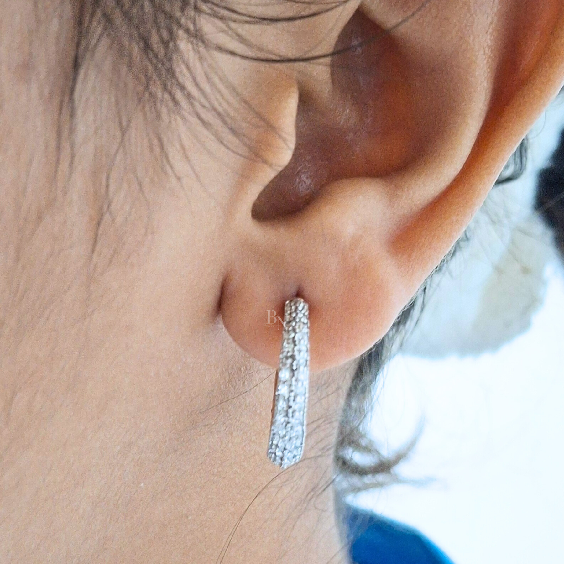 Lab Grown Diamond Hoop Earrings | Micro Pavé C-Hoops 14K Rose Gold