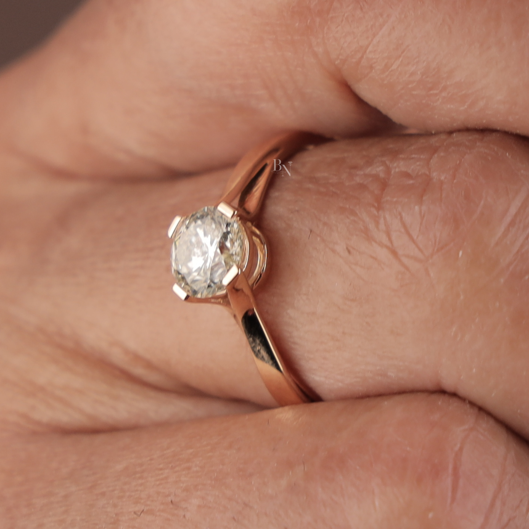Round Brilliant Lab Grown Diamond Engagement Ring | Bypass Solitaire 14K Yellow Gold