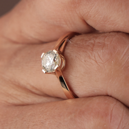 Round Brilliant Lab Grown Diamond Engagement Ring | Bypass Solitaire 14K Yellow Gold