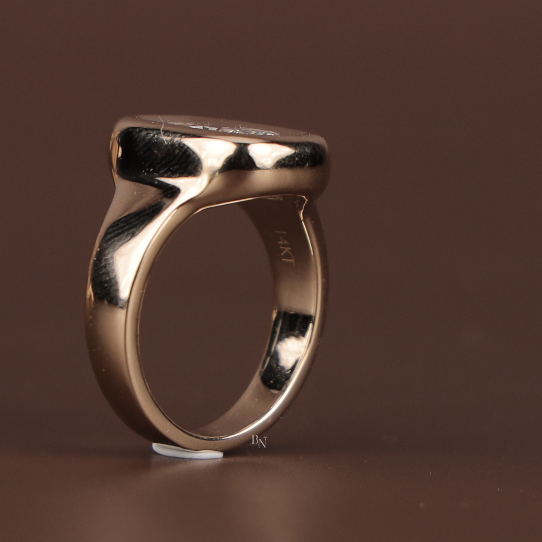 2ct Radiant Cut Lab Grown Diamond Engagement Ring | Bezel Set Signet 14K Yellow Gold
