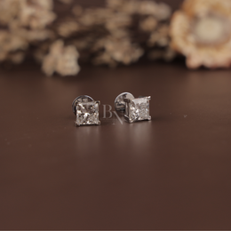 4ct Princess Cut Lab Grown Diamond Stud Earrings | Classic Solitaire 14K Gold
