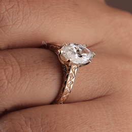 2ct Marquise Lab Grown Diamond Engagement Ring | Vintage Deco Filigree Hidden Halo 14K Rose Gold