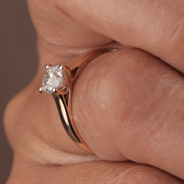 Round Brilliant Lab Grown Diamond Engagement Ring | Hidden Halo Pavé Band 14K Gold