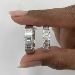 2.30ct Bezel Eternity Band, Emerald Cut Lab Diamond Wedding Ring, 4.8mm Wide Low Profile Anniversary Stacking Band