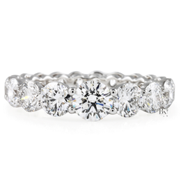 3.30ct Graduated Round Diamond Eternity Band, 14K Gold Tapered Wedding Ring, Shared Prong Lab Grown