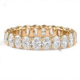 Oval Lab Diamond Eternity Band, 2.20 CTW Open Airline Basket Ring, Solid Gold Bridal Stacking Wedding Band