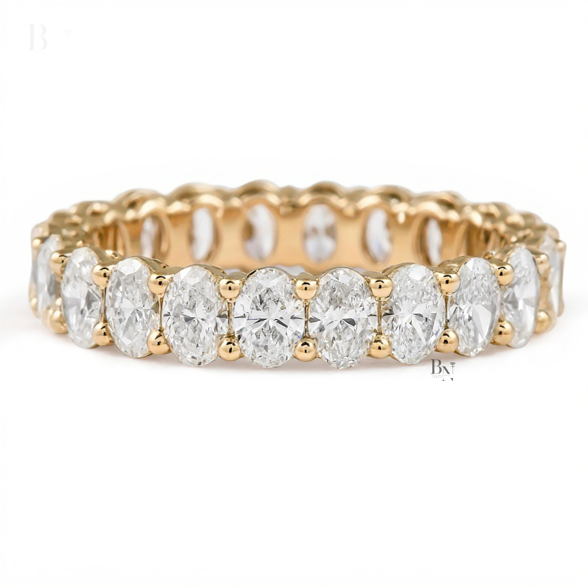 Oval Lab Diamond Eternity Band, 2.20 CTW Open Airline Basket Ring, Solid Gold Bridal Stacking Wedding Band