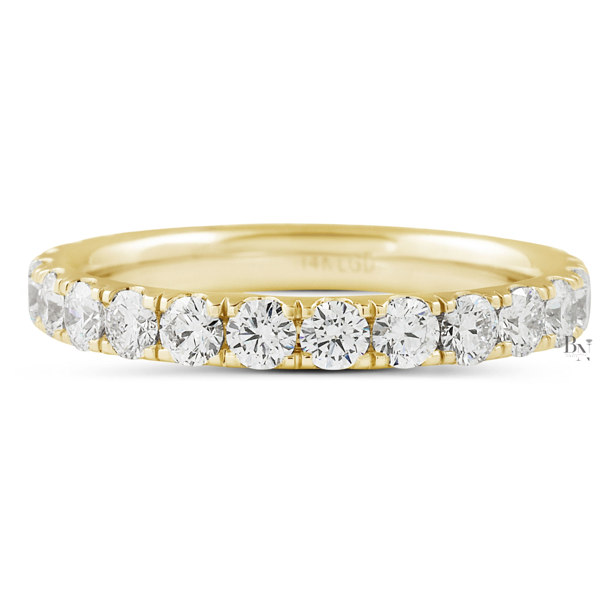 1.30ct Lab Grown Diamond Eternity Band, 14K Gold Pave Wedding Ring, 2.6mm Round Brilliant Anniversary
