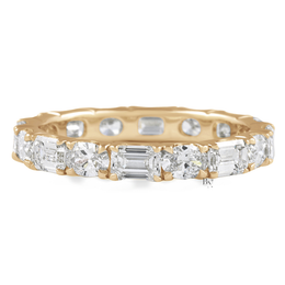 Alternating Oval and Emerald Lab Diamond Band, 2.00 CTW East West Eternity Ring