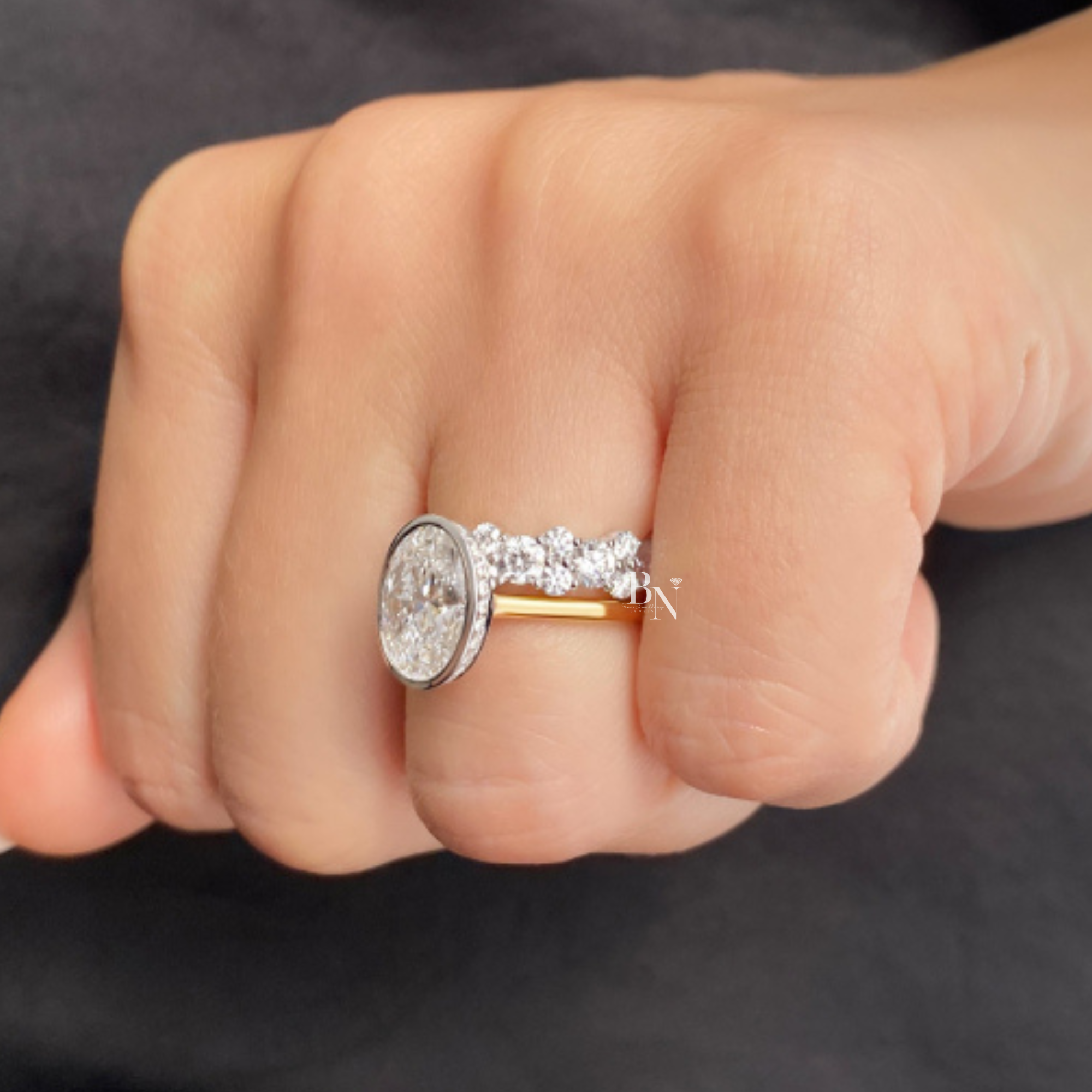 2.85ct Lab Grown Diamond Eternity Band, 14K Gold Cluster Wedding Ring, 4.9mm Alternating Bubble Stacking Ring