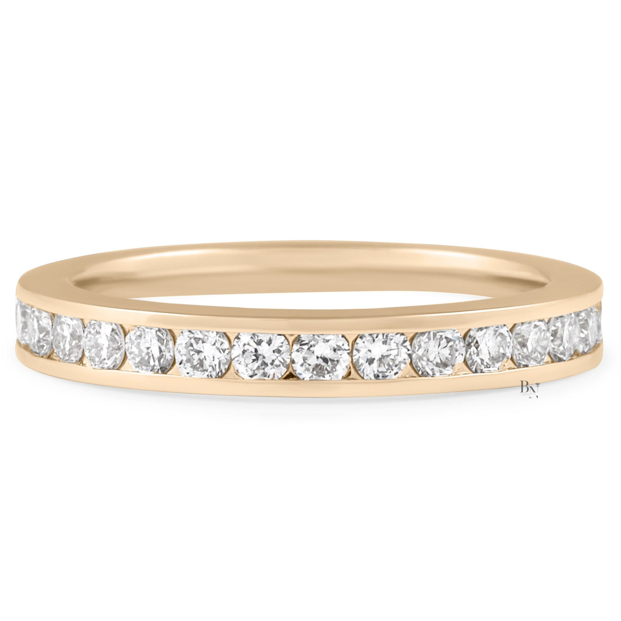 0.95ct Channel Set Lab Diamond Eternity Band, 14K Gold Round Brilliant Wedding Ring, 2.9mm
