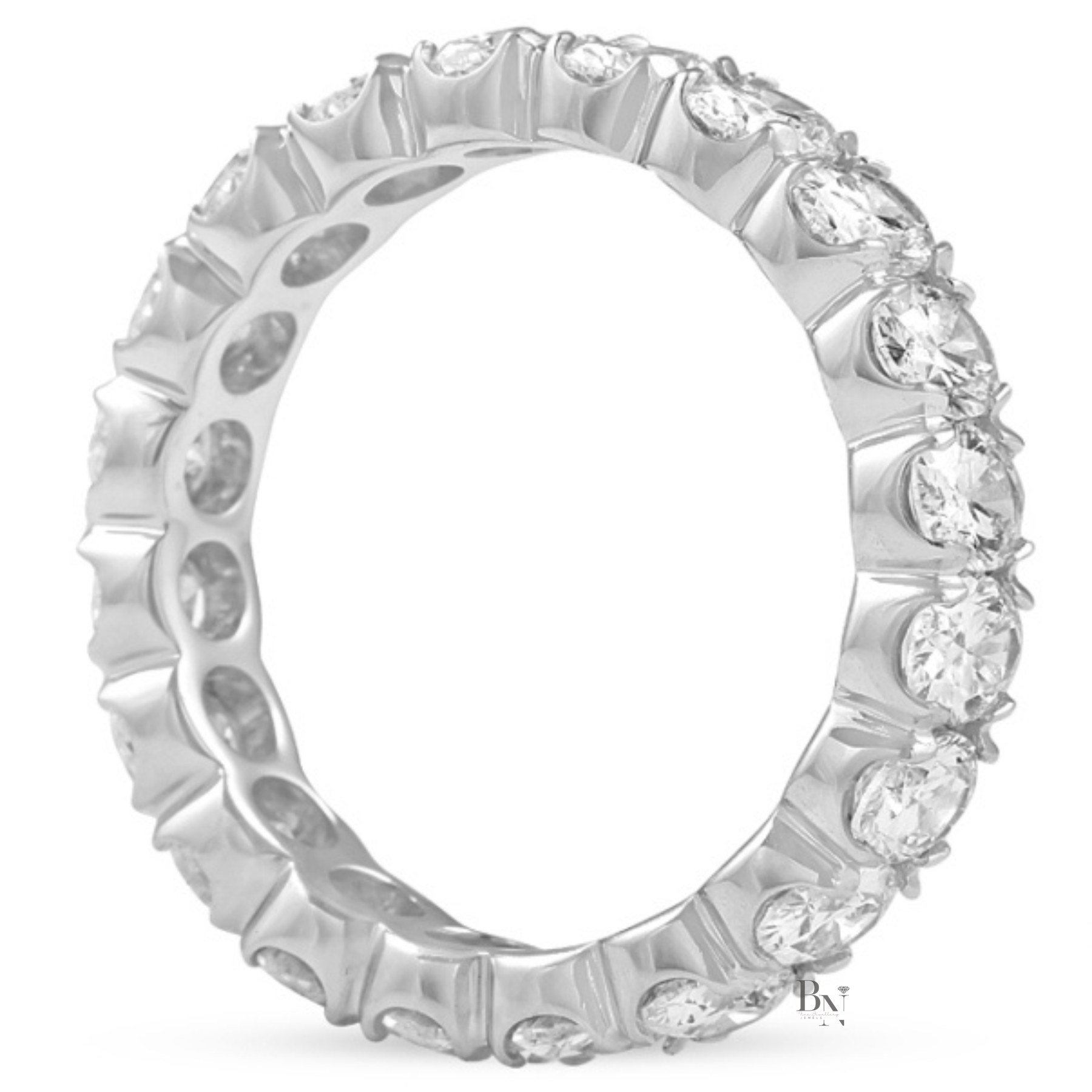3.04ct Oval Lab Grown Diamond Eternity Band, Low Profile Wedding Ring, 4.2mm Wide