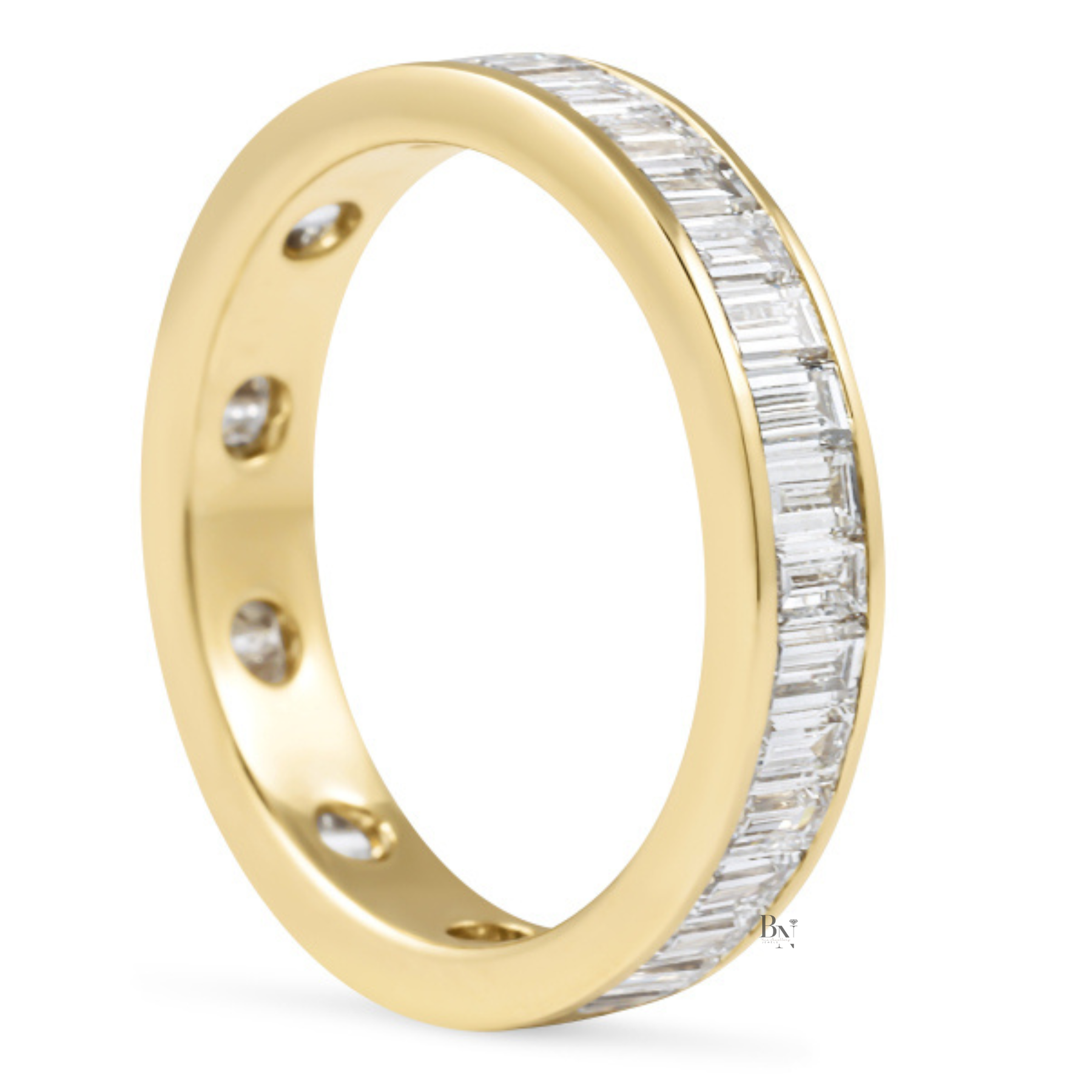 Baguette Cut Lab Diamond Band, 1.80 CTW Channel Set Eternity Ring, 14K Gold Bridal Stacking Ring