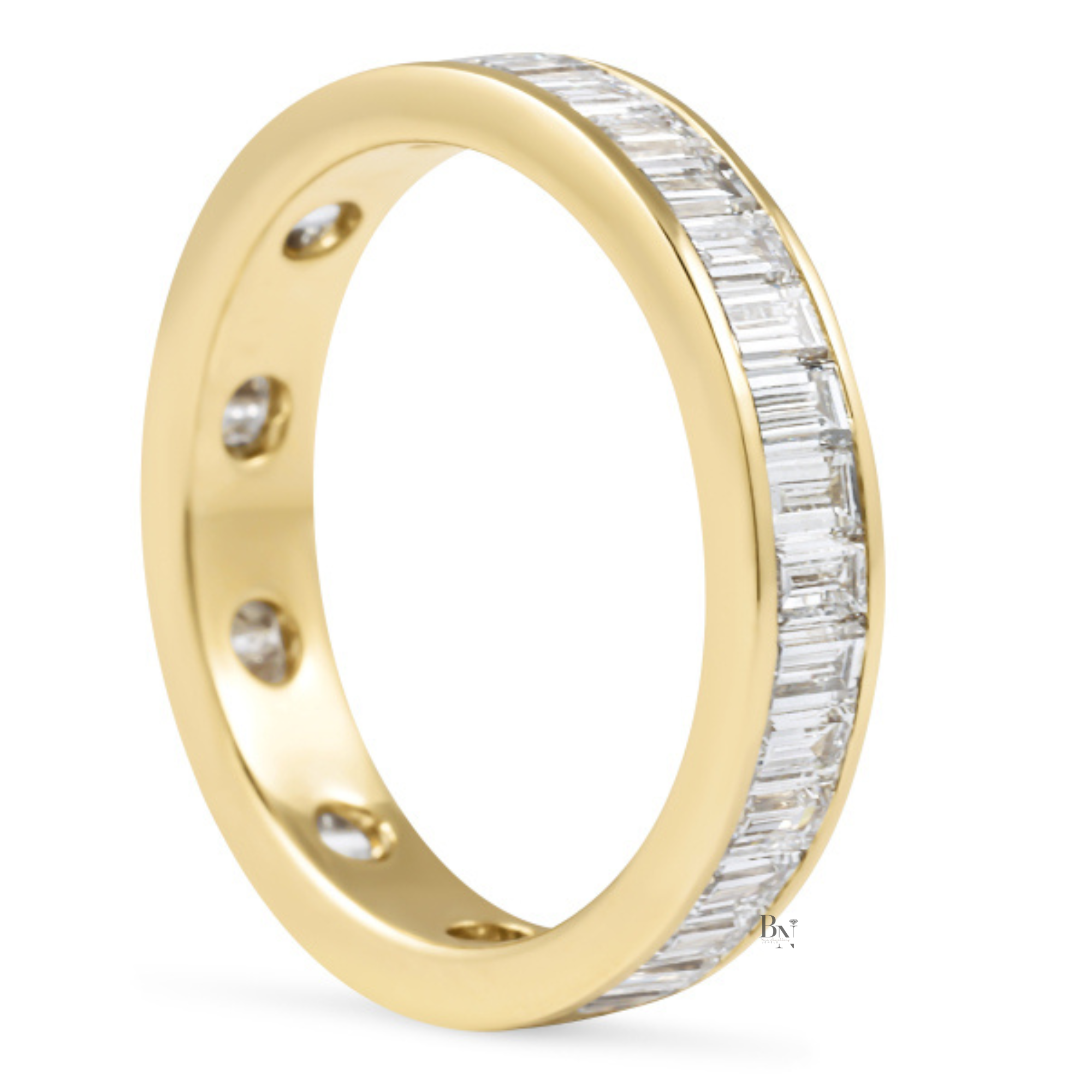 Baguette Cut Lab Diamond Band, 1.80 CTW Channel Set Eternity Ring, 14K Gold Bridal Stacking Ring